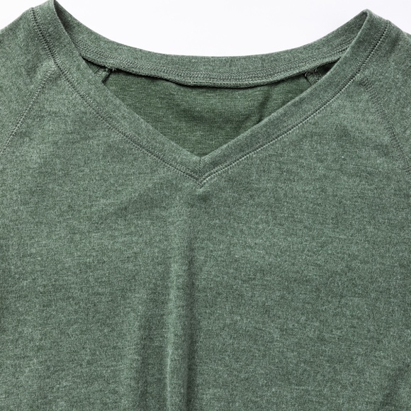 Green Crochet Lace Patch Raglan Sleeve Top - Picture 7 of 10